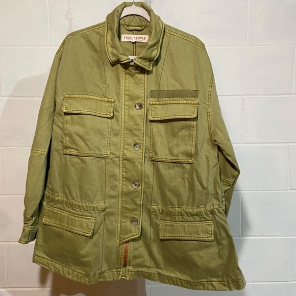 Free People Women's Seize the Day Military Jacket MEDIUM Army Oversized Boho NEW - Picture 6 of 13